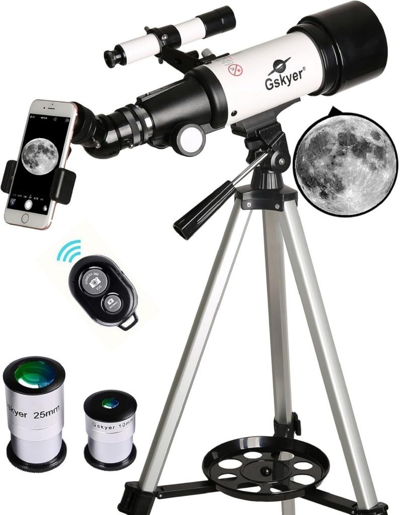 Gskyer Telescope, 70mm Aperture 400mm AZ Mount Astronomical Refracting Telescope for Kids Beginners – Travel Telescope with Carry Bag, Phone Adapter and Wireless Remote. Gskyer Telescope, 70mm Aperture 400mm AZ Mount Astronomical Refracting Telescope for Kids Beginners – Travel Telescope with Carry Bag, Phone Adapter and Wireless Remote.